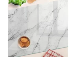 Tulup Herdabdeckplatte 80x52 cm Schneidebrett Glas Schutzplatte Küchenutensilien Spritzschutz Abdeckung Marmor