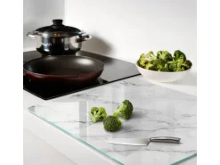 Tulup Herdabdeckplatte 60x52 cm Glas-Servierbrett Küchenutensilien Schutzplatte Spritzschutz Abdeckung Marmor