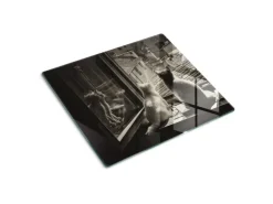 Tulup Herdabdeckplatte 60x52 cm Schneidebrett aus Glas Küchenutensilien Spritzschutz Abdeckung Katzen im Fenster