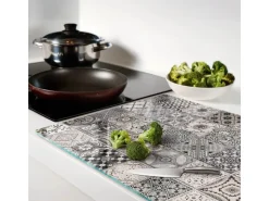 Tulup Herdabdeckplatte 80x52 cm Schneidebrett aus Glas Schutzplatte Spritzschutz Abdeckung Keramikfliesen