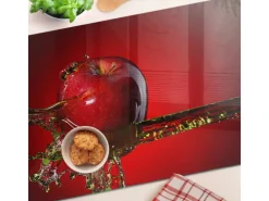 Tulup Herdabdeckplatte 80x52 cm Schneidebrett aus Glas Schutzplatte Küchenutensilien Spritzschutz Apfel und Wasser