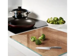 Tulup Herdabdeckplatte 60x52 cm Glas-Servierbrett Küchenutensilien Schutzplatte Spritzschutz Abdeckung Holz