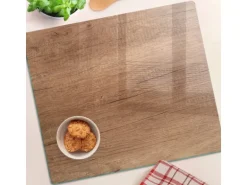 Tulup Herdabdeckplatte 60x52 cm Glas-Servierbrett Küchenutensilien Schutzplatte Spritzschutz Abdeckung Holz