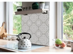 Tulup PVC Fliesen Selbstklebende 30 cm x 30 cm Set von 9 Klassische Klebefliesen Vinyl Bodenfliesen Klebefliesen für Küche Blumen Ornament