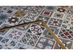 Tulup PVC Fliesen Selbstklebende 30 cm x 30 cm Set von 9 Klassische Klebefliesen Vinyl Bodenfliesen Klebefliesen für Küche Blumen Ornament