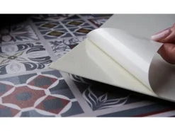 Tulup PVC Fliesen Selbstklebende 30 cm x 30 cm Set von 9 Klassische Klebefliesen Vinyl Bodenfliesen Klebefliesen für Küche Blumen Ornament