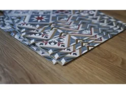 Tulup PVC Fliesen Selbstklebende 30 cm x 30 cm Set von 9 Klassische Klebefliesen Vinyl Bodenfliesen Klebefliesen für Küche Geometrische Linien