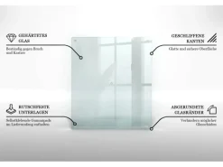 Tulup Schneidebrett Glas Schneidebrett Transparent 60x52 cm Rechteckiges Schneidebrett Transparente Schneidebrett