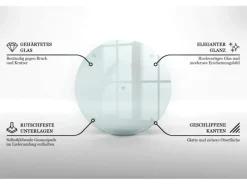 Tulup Schneidebrett Glas Schneidebrett Transparent 30x30 cm Rundes Schneidebrett Transparente Schneidebrett