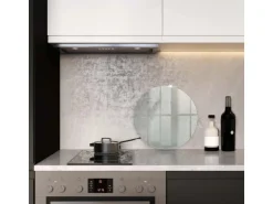 Tulup Schneidebrett Küchen Schneidebrett Glas 40x40 cm Rundes Schneidebrett Glas Schneidebrett Transparent