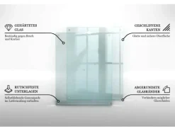 Tulup Schneidebrett Rutschfestes Schneidebrett Glas 52x30 cm Rechteckiges Schneidebrett Durchsichtiges Schneidebrett