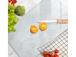 Tulup Schneidebrett Rutschfestes Schneidebrett Glas 52x30 cm Rechteckiges Schneidebrett Durchsichtiges Schneidebrett