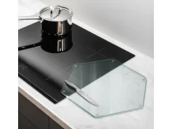 Tulup Schneidebrett Transparente Schneidebrett 40x34 cm Sechseckiges Schneidebrett Küchen Schneidebrett Glas