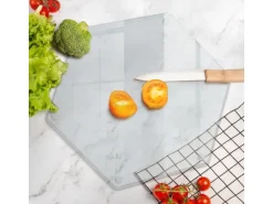 Tulup Schneidebrett Transparente Schneidebrett 40x34 cm Sechseckiges Schneidebrett Küchen Schneidebrett Glas