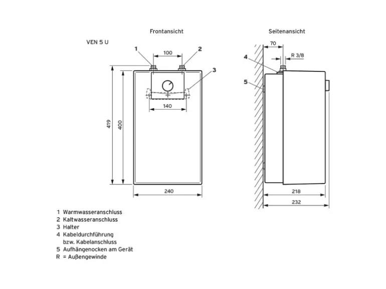Vaillant Untertisch-Elektrospeicher mit Armatur VEN5/7UARM 5 Liter