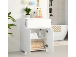 Vasagle Badezimmerschrank mit Schublade und Regal 30 cm x 60 cm x 80 cm Weiß