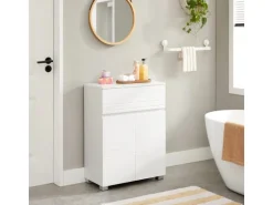 Vasagle Badezimmerschrank mit Schublade und Regal 30 cm x 60 cm x 80 cm Weiß