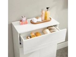 Vasagle Badezimmerschrank mit Schublade und Regal 30 cm x 60 cm x 80 cm Weiß