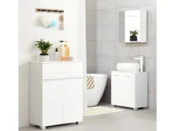 Vasagle Badezimmerschrank mit Schublade und Regal 30 cm x 60 cm x 80 cm Weiß