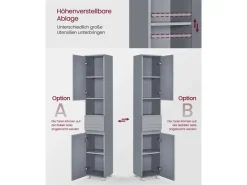 Vasagle Badezimmerschrank 30 cm x 30 cm x 170 cm Grau