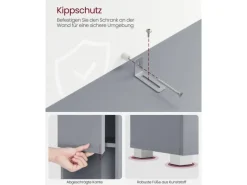 Vasagle Badezimmerschrank 30 cm x 30 cm x 170 cm Grau