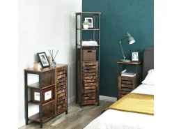 Vasagle Hochschrank 37 cm x 30 cm x 167 cm Braun-Schwarz