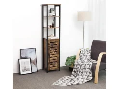 Vasagle Hochschrank 37 cm x 30 cm x 167 cm Braun-Schwarz