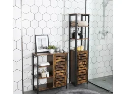 Vasagle Hochschrank 37 cm x 30 cm x 167 cm Braun-Schwarz