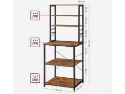 Vasagle Küchenregal 40 cm x 60 cm x 167 cm Braun-Schwarz