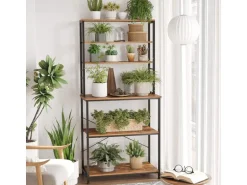 Vasagle Küchenregal 6 Ebenen und 6 Haken 40 cm x 80 cm x 167 cm Braun-Schwarz