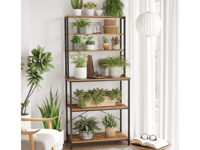 Vasagle Küchenregal 6 Ebenen und 6 Haken 40 cm x 80 cm x 167 cm Braun-Schwarz