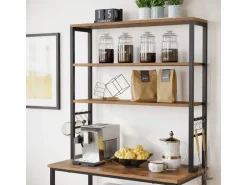 Vasagle Küchenregal 6 Ebenen und 6 Haken 40 cm x 80 cm x 167 cm Braun-Schwarz