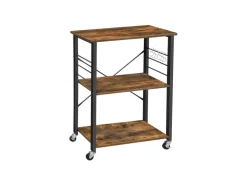 Vasagle Küchenregal mit Rollen 40 cm x 60 cm x 89 cm Braun-Schwarz