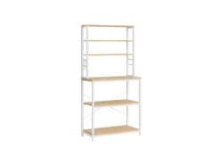 Vasagle Küchenregal Stahl 40 cm x 80 cm x 167 cm Eichefarben-Weiß