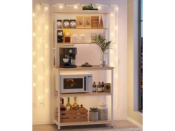 Vasagle Küchenregal Stahl 40 cm x 80 cm x 167 cm Eichefarben-Weiß