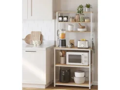 Vasagle Küchenregal Stahl 40 cm x 80 cm x 167 cm Eichefarben-Weiß
