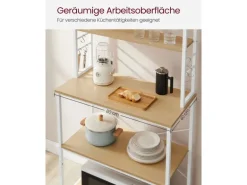 Vasagle Küchenregal Stahl 40 cm x 80 cm x 167 cm Eichefarben-Weiß