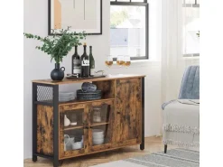 Vasagle Küchenschrank 3 Türen 33 cm x 110 cm x 75 cm Braun-Schwarz