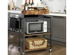 Vasagle Küchenwagen mit Abnehmbarem Tablett 40 cm x 72 cm x 86 cm Braun-Schwarz