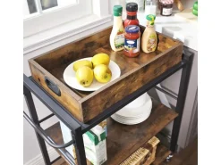 Vasagle Küchenwagen mit Abnehmbarem Tablett 40 cm x 72 cm x 86 cm Braun-Schwarz