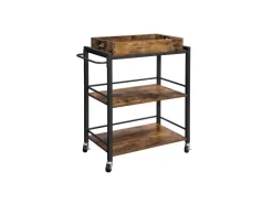 Vasagle Küchenwagen mit Abnehmbarem Tablett 40 cm x 72 cm x 86 cm Braun-Schwarz