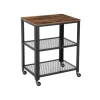 Vasagle Servierwagen 3 Ebenen 40 cm x 60,6 cm x 78 cm Vintagebraun-Schwarz