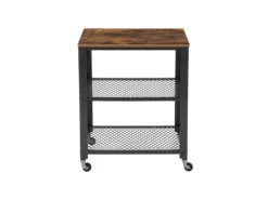 Vasagle Servierwagen 3 Ebenen 40 cm x 60,6 cm x 78 cm Vintagebraun-Schwarz