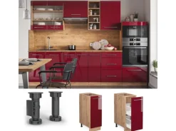 Vicco Apothekerschrank Fame-Line Bordeaux Hochglanz/Goldkraft Eiche 30 cm AP Marmor