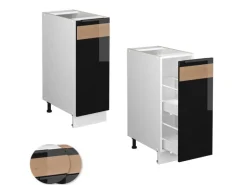 Vicco Apothekerschrank Fame-Line Schwarz-Eiche Hochglanz/Weiß 30 cm ohne Arbeitsplatte