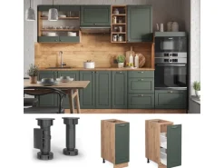 Vicco Apothekerschrank Fame-Line Grün-Gold Landhaus/Goldkraft Eiche 30 cm AP Eiche