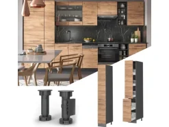 Vicco Apothekerschrank Fame-Line Medizinschrank für die Küche Goldkraft Eiche/Anthrazit 30 cm