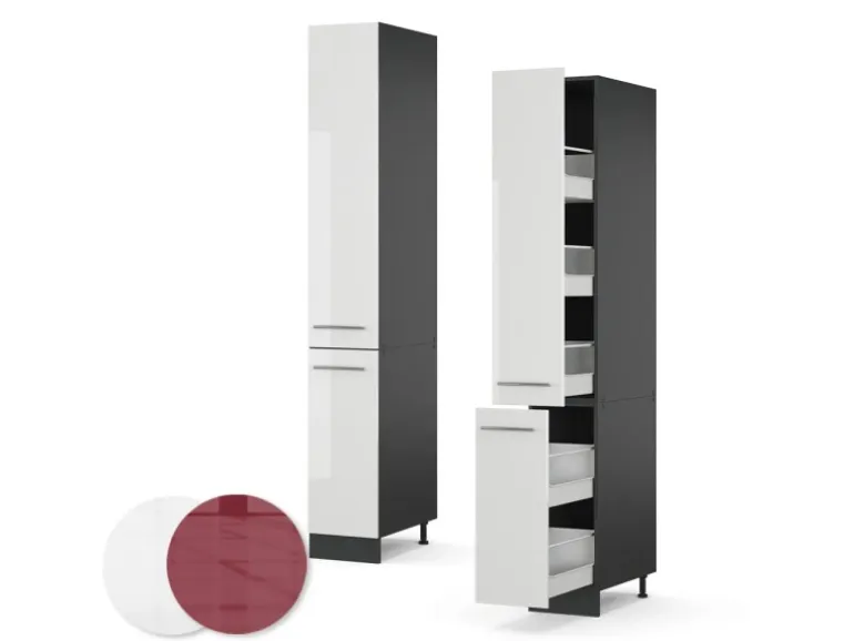 Vicco Apothekerschrank Fame-Line Medizinschrank für die Küche Weiß Hochglanz/Anthrazit 30 cm