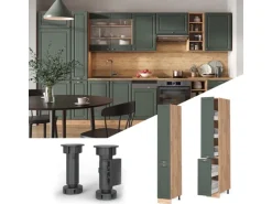 Vicco Apothekerschrank Fame-Line Grün-Gold Landhaus/Goldkraft Eiche 30 cm