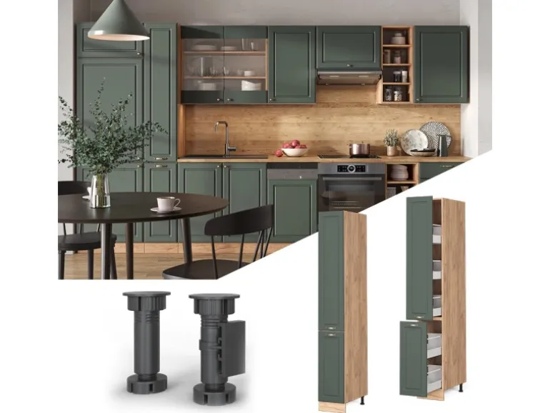 Vicco Apothekerschrank Fame-Line Grün-Gold Landhaus/Goldkraft Eiche 30 cm